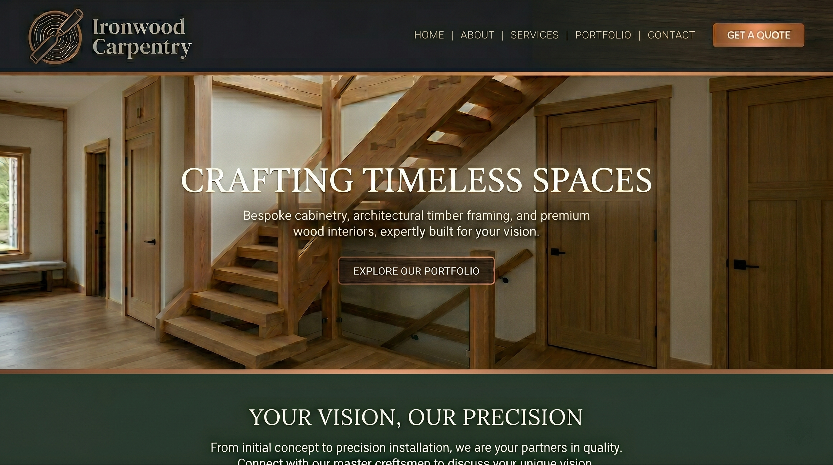 Modern redesign of the Ironwood Carpentry website